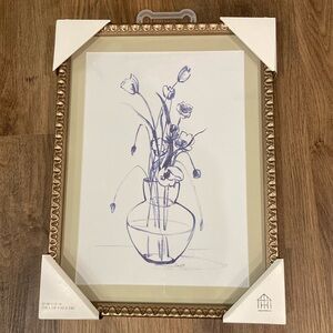 12"x16" Blue Floral Art Sketch Framed Wall Art - Hearth & Hand™ with Magnolia